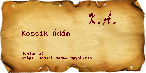 Kossik Ádám névjegykártya